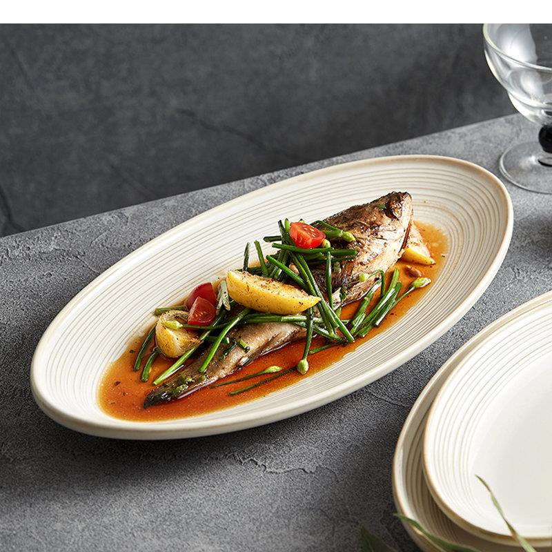 Home Cooking Dinner - Piatti Ovali in Ceramica per Cena,