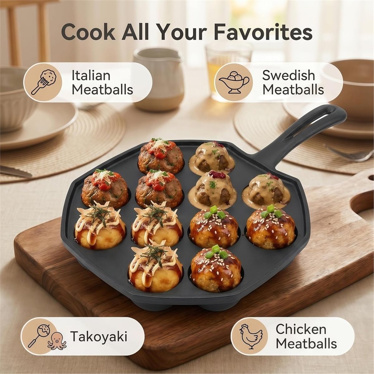 Takoyaki Pan Cast - Nuova Padella per Takoyaki in Ghisa
