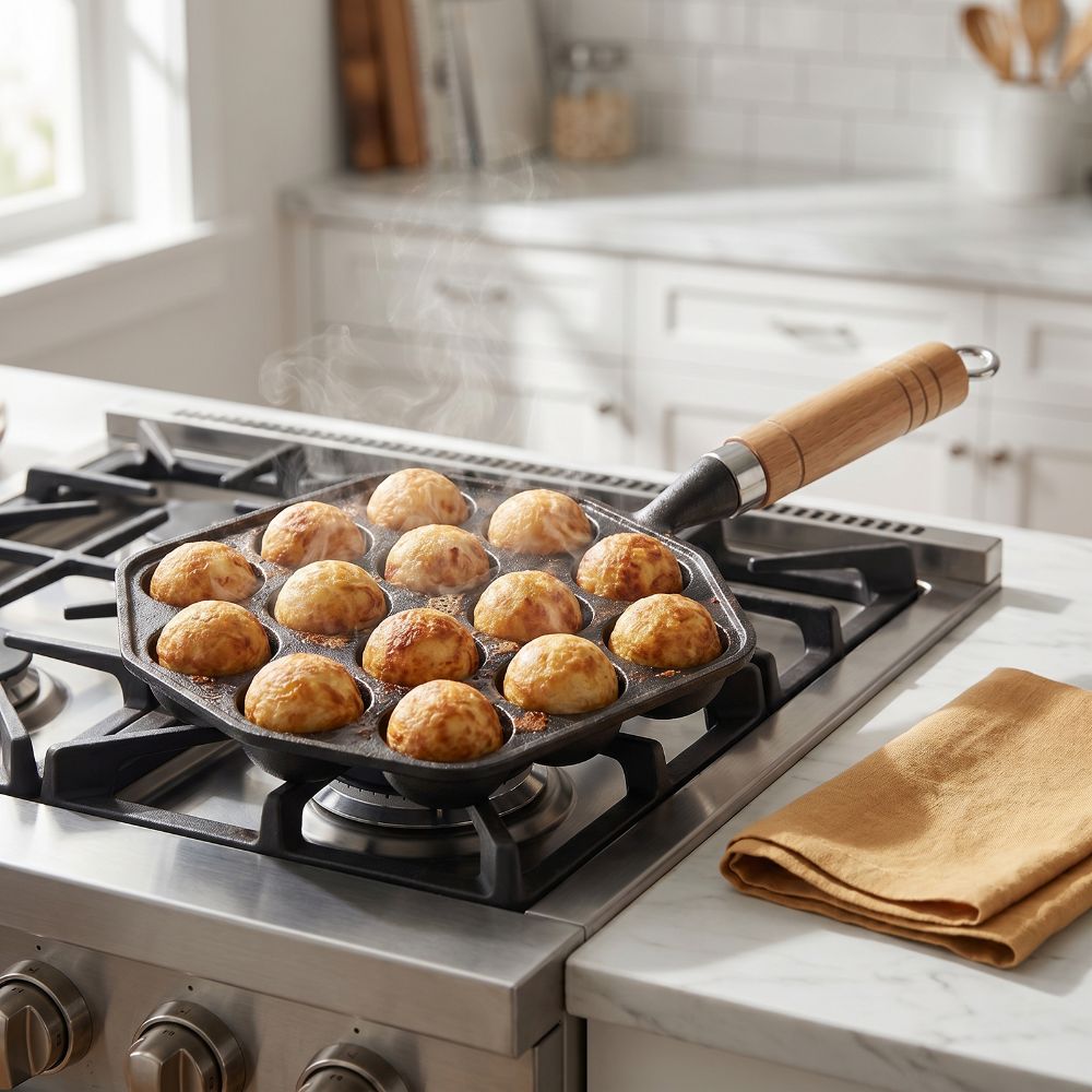 Takoyaki Pan Cast - Piastra per Takoyaki in Ghisa Antiaderente